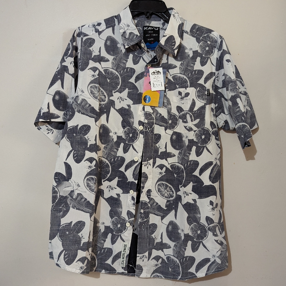 KAVU The Jam Citrus Grove Short Sleeve Shirt Summer Button Up Size S NWT
